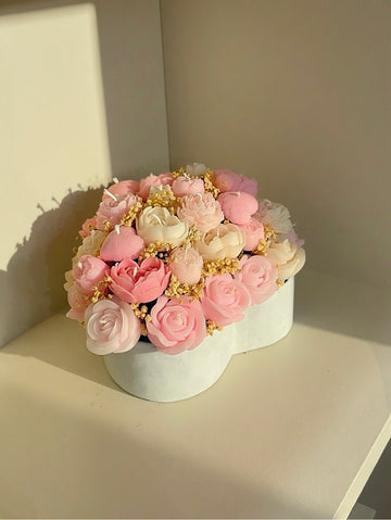 Lyx hjärta bukett rosa