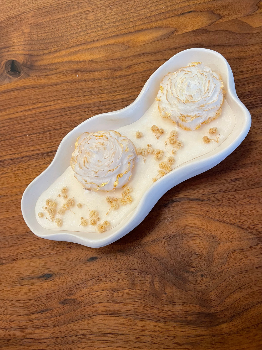 Blomljus i vågig skål