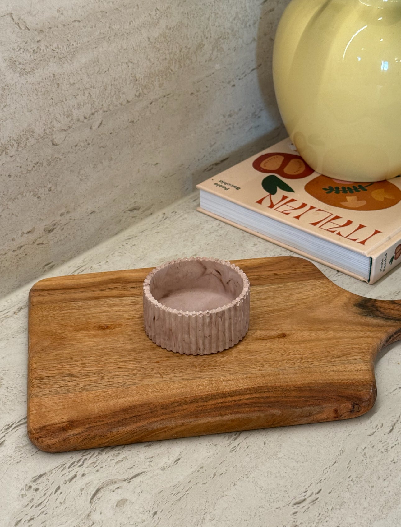 Liten randig skål-rosa