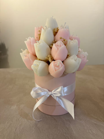 Tulpanbukett - rosa box