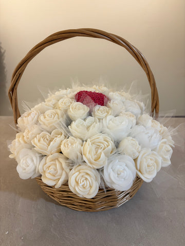 Hjärtbukett i korgen